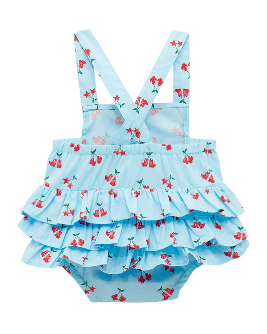 Wrangler Blue Baby Girl Boot Cherry Ruffle Onesie