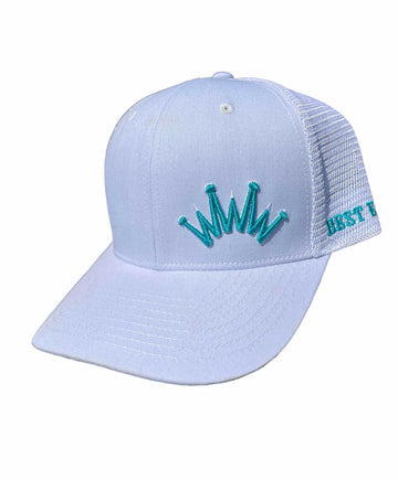 Best Ever White Trucker Ball Cap w/Puff Crown