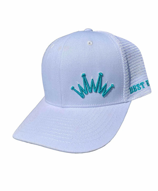 Best Ever White Trucker Ball Cap w/Puff Crown