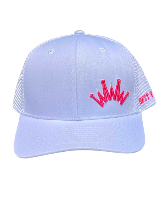 Best Ever White Trucker Ball Cap w/Puff Crown