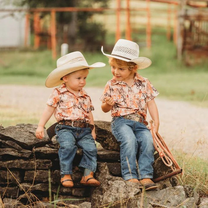 Shea Baby Toddler Boy's Traveling Cowboy Short Sleeve Pearl Snap Shirt