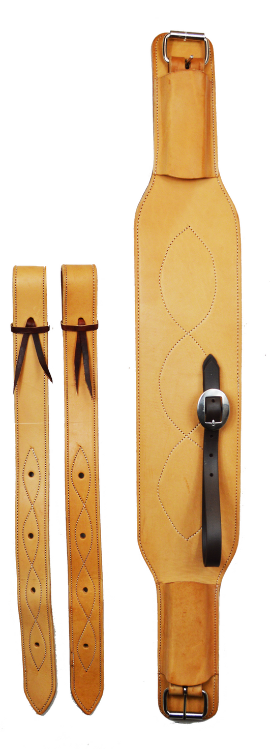 Natural 5" Stitched Leather Rear Girth Set