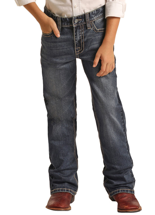 Rock & Roll Boy’s Relaxed Tapered Stretch Bootcut Jeans