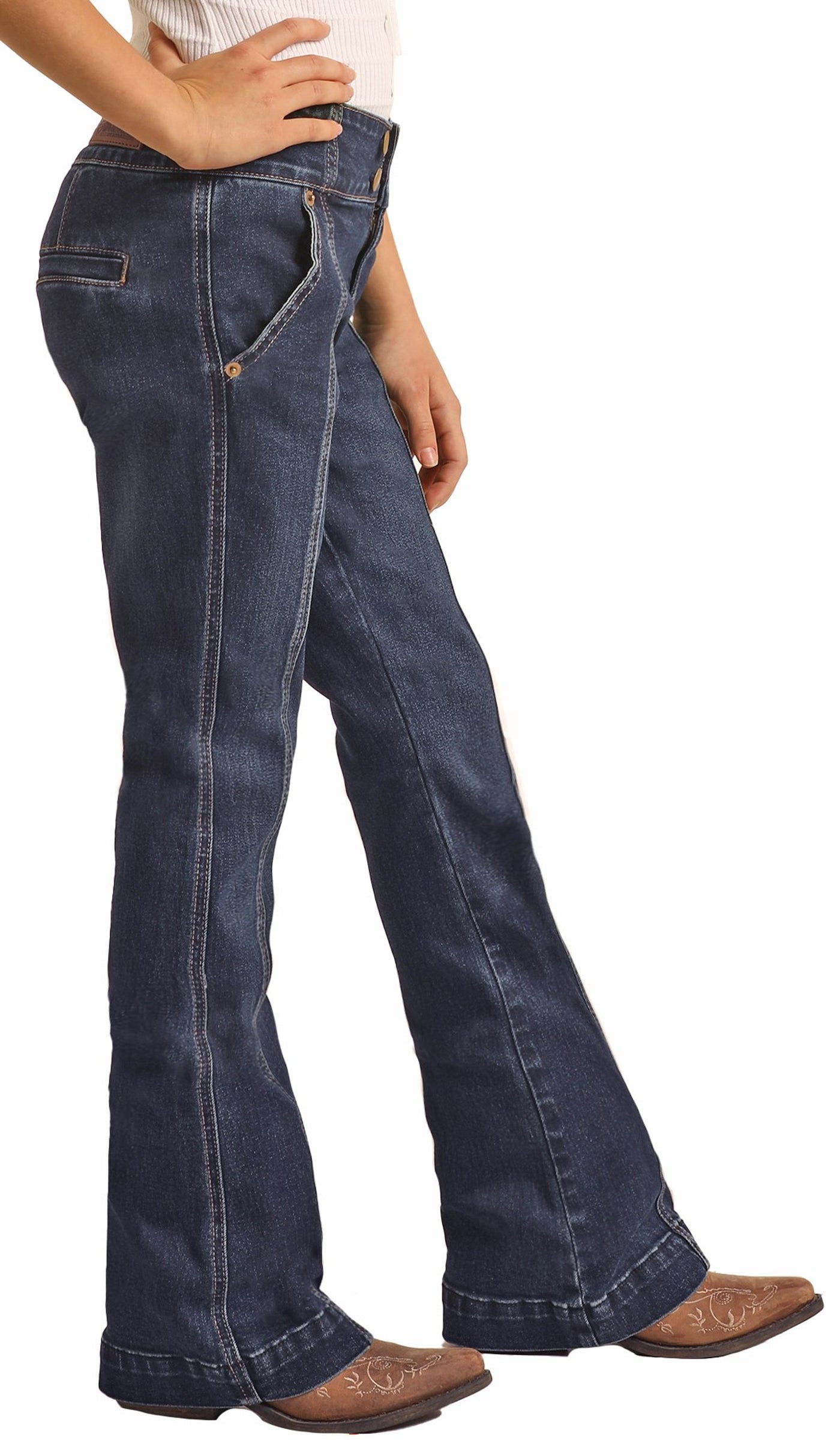 Rock & Roll Girl's Sailor Buttons Trouser Jean