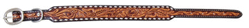 Rafter T Brown Leather Tooled Dog Collar w/White Buckstitch