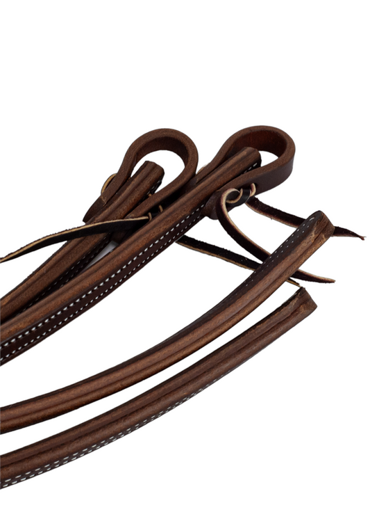 Doubled & Triple Stitched 5/8" Dark Oil Split Reins