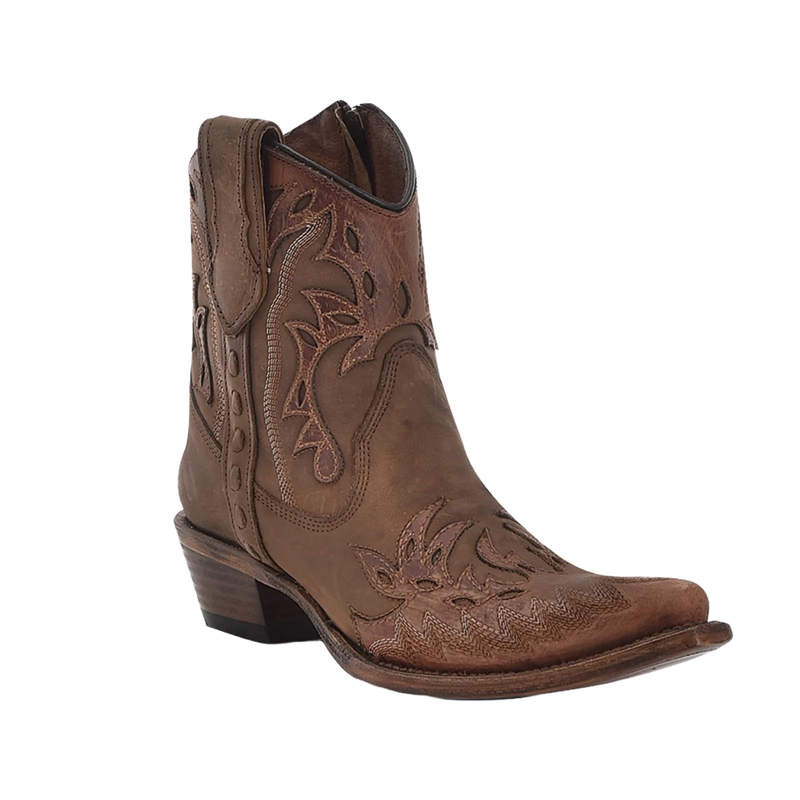 Circle G Cognac-Tobacco Embroidery Wingtip Ankle Boots