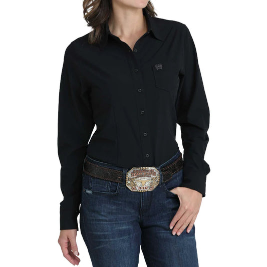 Cinch Women's ArenaFlex Solid Black Button Long Sleeve Western Shirt