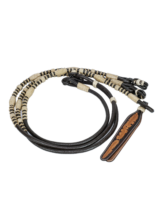 Chocolate & Natural Braided Rawhide Romal Reins