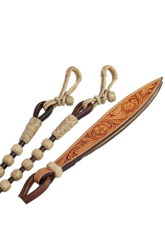 Leather & Rawhide Knots Romal Reins-54"