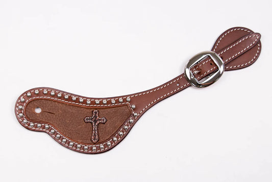 Cowboy Chrome Men's Small Cross Spur Straps w/Nailheads