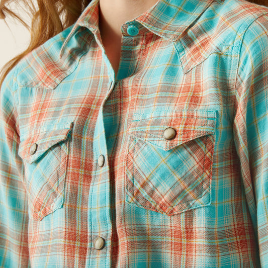 Ariat Girl's Edan Blue Plaid Snap Shirt