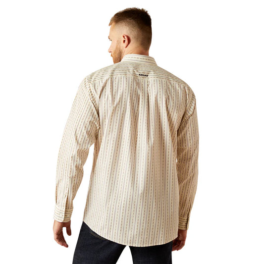 Ariat Men's Randall Wrinkle Free Striped Long Sleeve Button-Down Off White Western Shirt