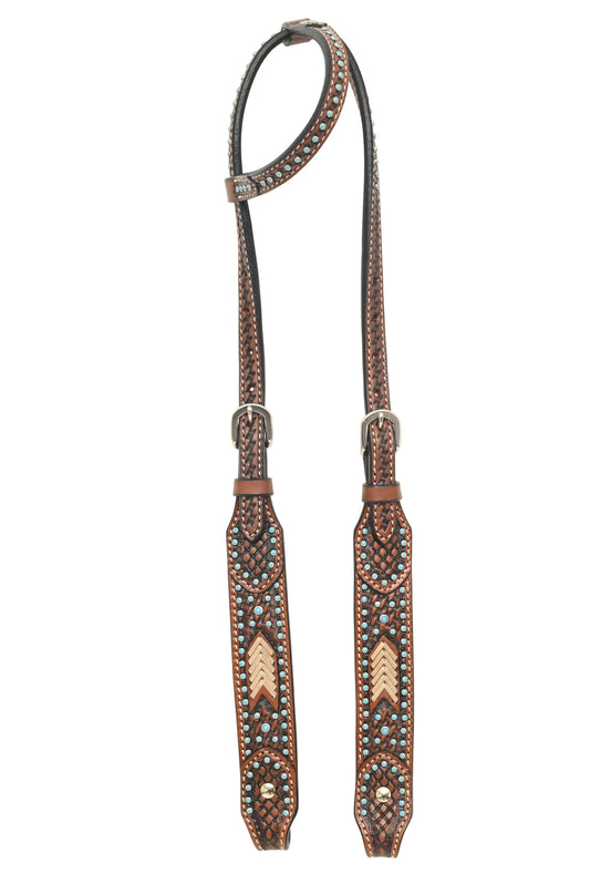 Rafter T Rawhide Turquoise Single Ear Headstall