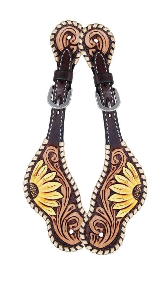 Rafter T Ladies Painted Sunflower Spur Strap