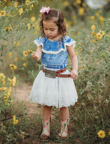 Shea Baby Girl's Chiffon White Lace Skirt