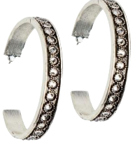 West & Co. Burnished Silver & Rhinestones Hoop Earrings