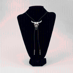 Double S Silver Steer Skull Bolo Tie
