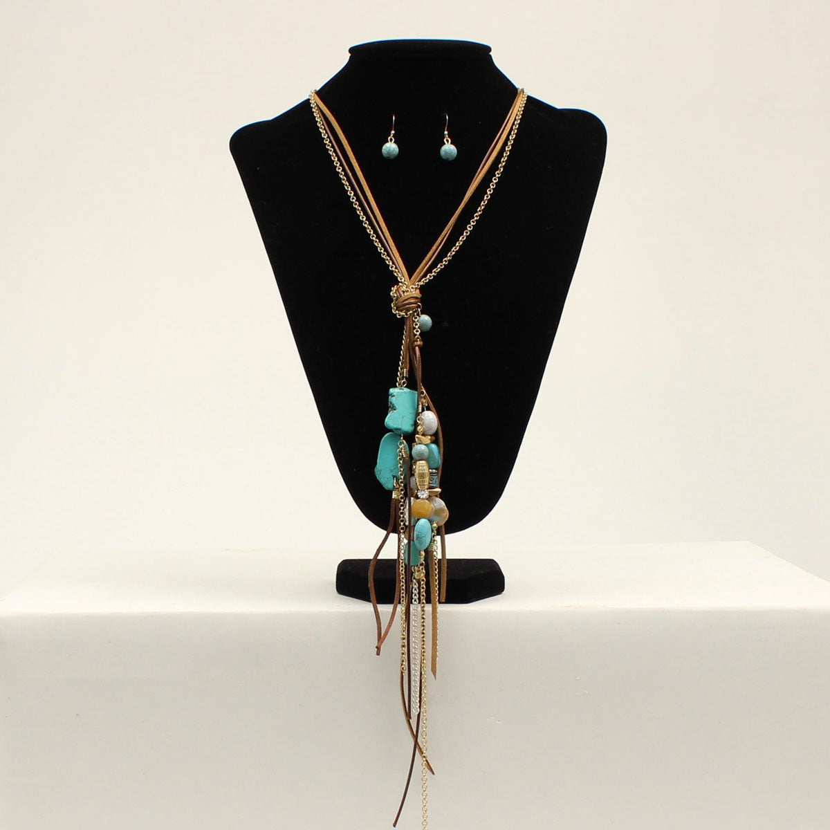 Silver Strike Turquoise Beads Stones Necklace Set