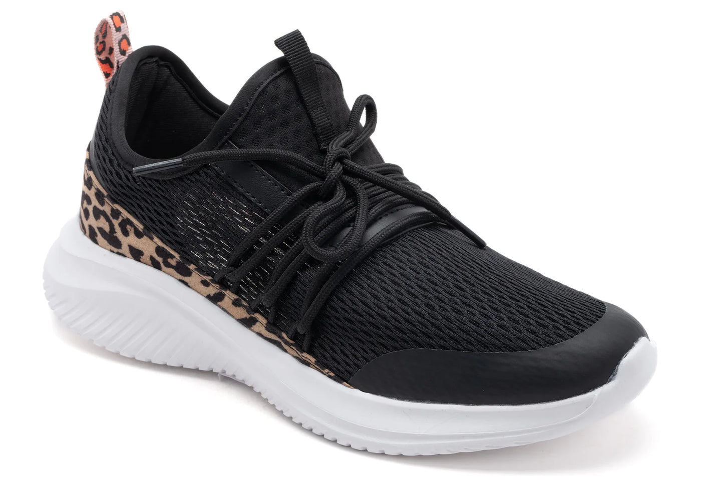 Corkys Women's Soft Serve Black w/Leopard Tennis Shoes