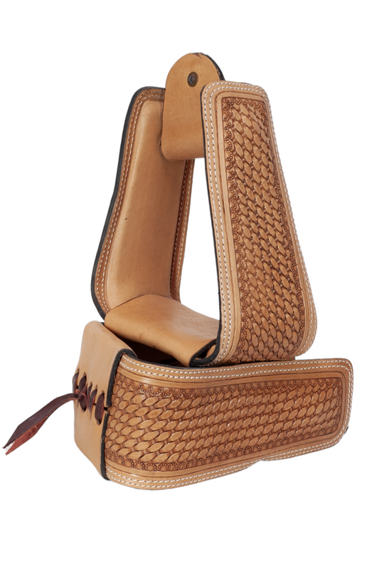 Basketweave Leather Slanted Stirrups