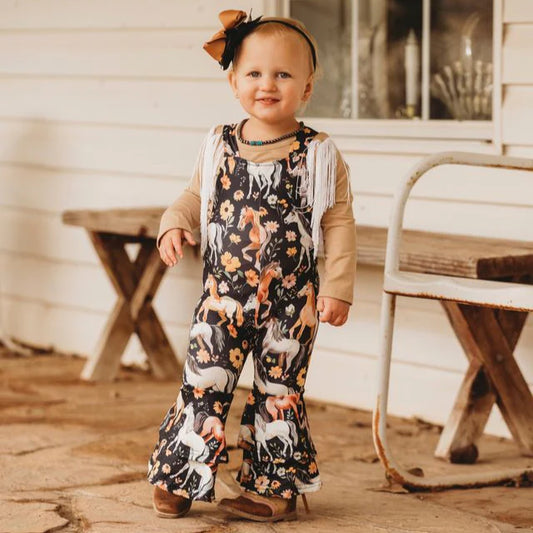 Shea Baby Infant/Toddler Girl's Horsing Around Bell Overalls