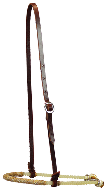 Single Rope Tie Down Noseband - Rawhide Wrapped
