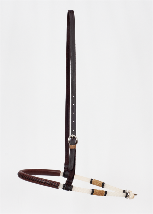 Leather & Rawhide Wrapped Lariat Tie Down Noseband