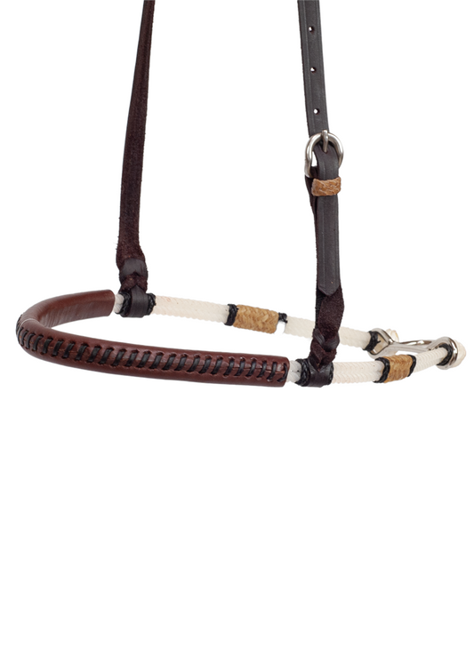Leather & Rawhide Wrapped Lariat Tie Down Noseband