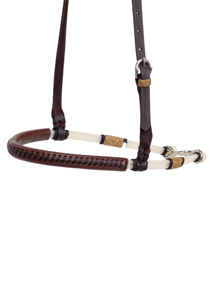 Leather & Rawhide Wrapped Lariat Tie Down Noseband