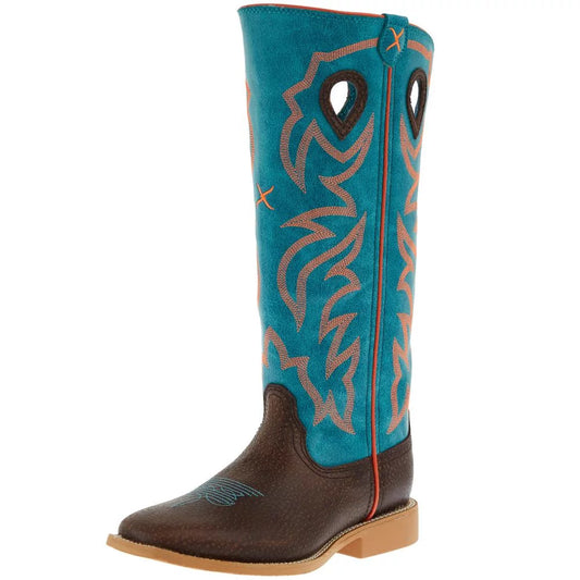 Twisted X Kid's Dark Chocolate & Electric Turquoise Buckaroo Boots