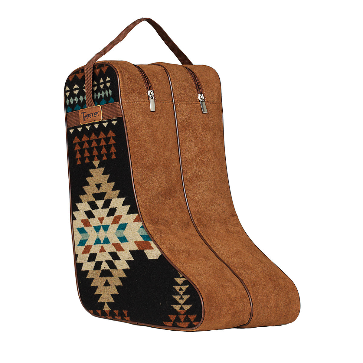 Twister Southwestern Chocolate Brown Arrow Fabric Boot Bag