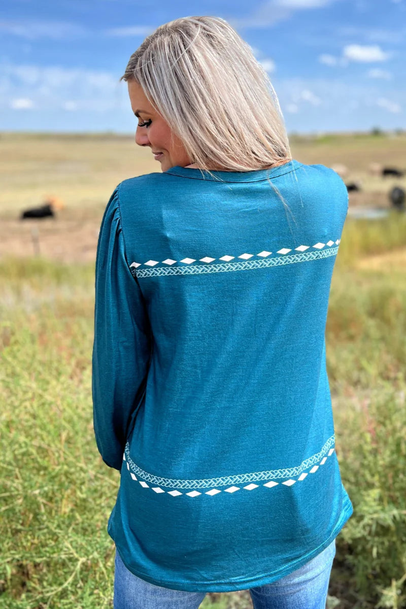 Sterling Kreek Women's Western Hot Seat Top Turquoise