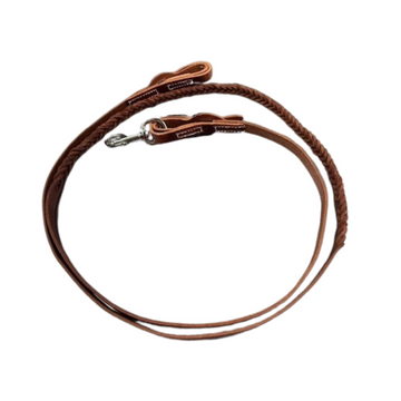 JW 8' Oiled Chestnut 5 Plait Braided Roper Rein w/Quick Change & Snap