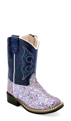 Old West Girl's Glitter Square Toe Boots