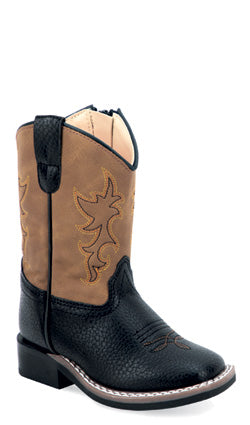 Old West Toddler's Black Broad Square Toe Boots