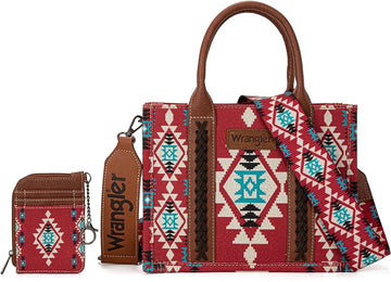 Wrangler Aztec Small Tote/Crossbody and Card Case 2Pc Set