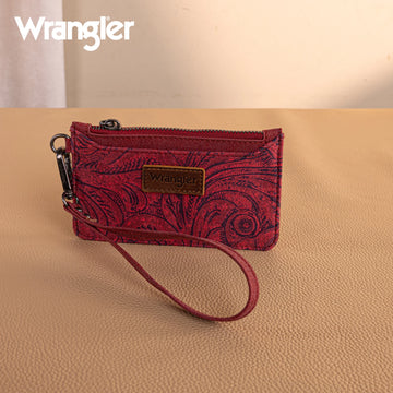 Wrangler Vintage Floral Velvet Printed Mini Zip card Case Wristlet