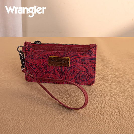 Wrangler Vintage Floral Velvet Printed Mini Zip card Case Wristlet