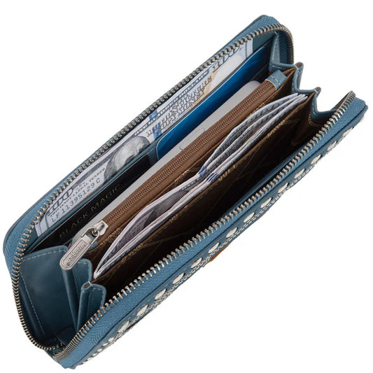 Wrangler Horseshoe Cutout Zip Around Jean Wallet
