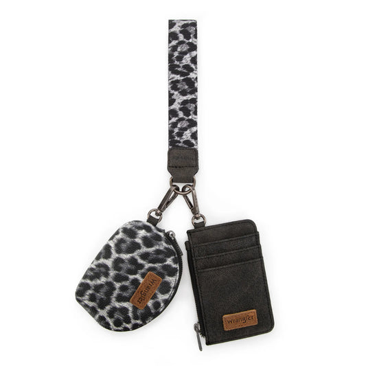Wrangler Leopard Print Dual Pouch Wristlet