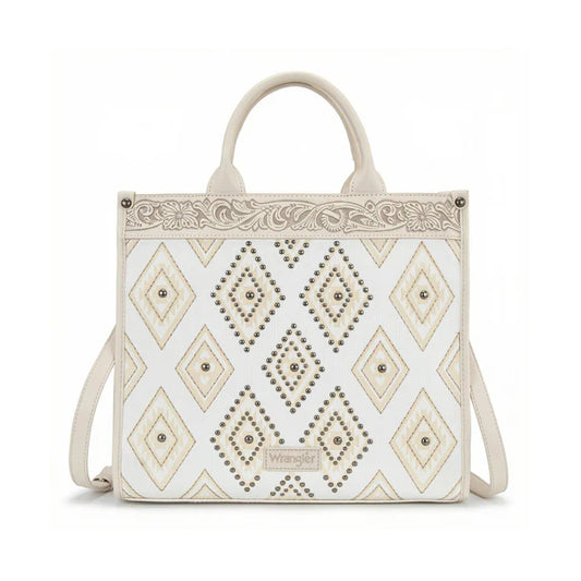 Wrangler Aztec Studded Denim Tote & Crossbody Bag