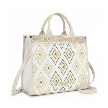 Wrangler Aztec Studded Denim Tote & Crossbody Bag