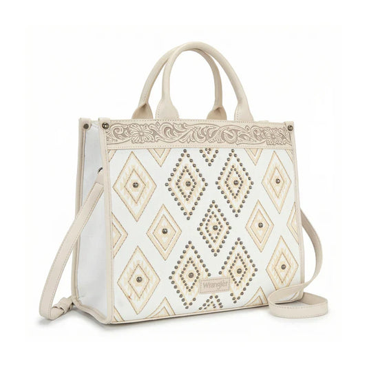 Wrangler Aztec Studded Denim Tote & Crossbody Bag