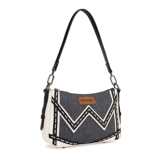 Wrangler Western Chevron Contrast Stitch Dark Jean Satchel Bag