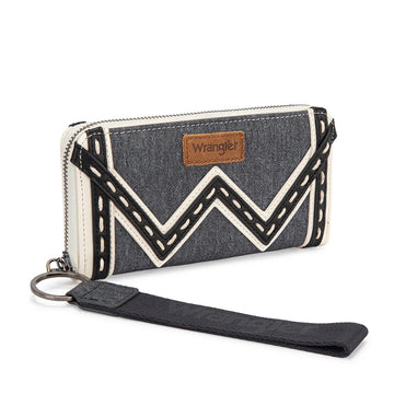 Wrangler Western Chevron Contrast Stitch RFID Dark Jean Wallet