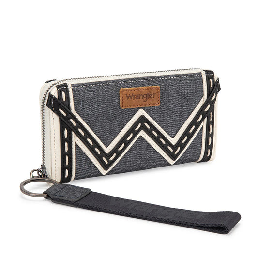 Wrangler Western Chevron Contrast Stitch RFID Dark Jean Wallet