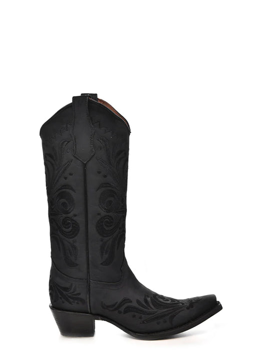 Circle G Women's Black Floral Snip Toe Boots