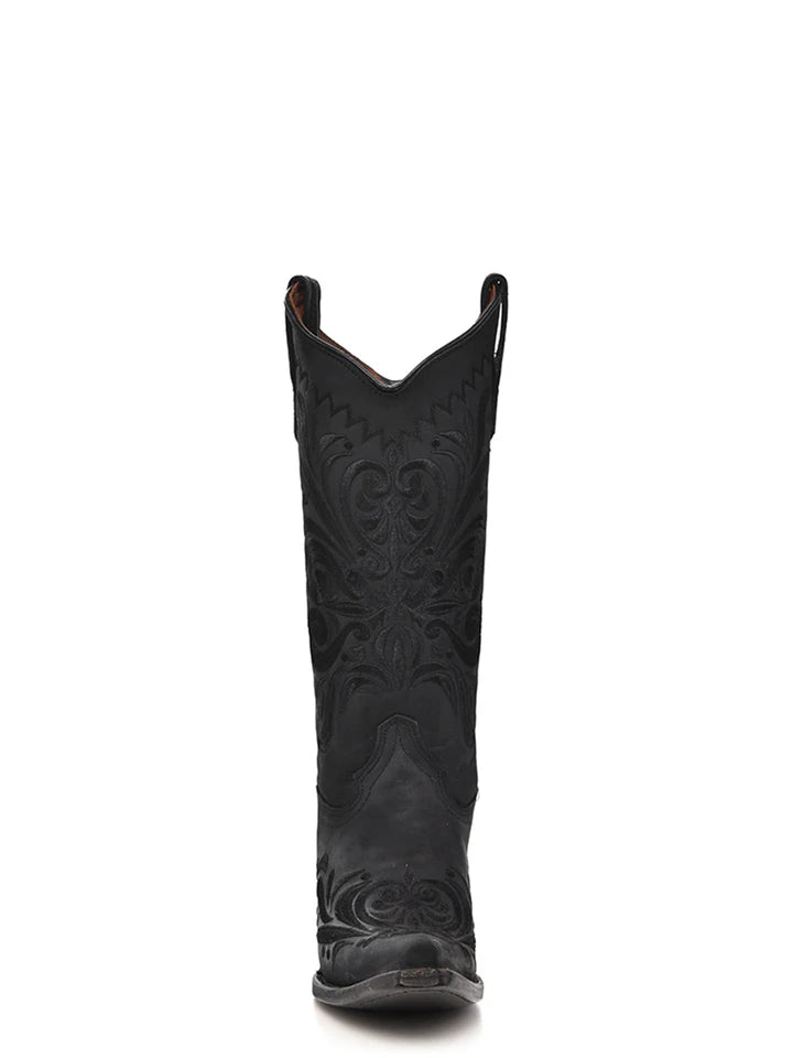 Circle G Women's Black Floral Snip Toe Boots