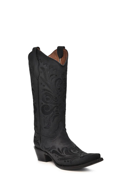 Circle G Women's Black Floral Snip Toe Boots